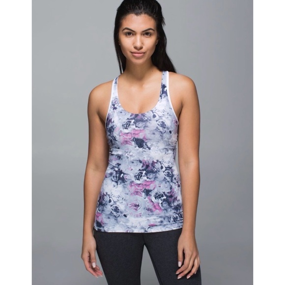 lululemon athletica Tops - Lululemon Crossback Tank Moody Mirage White Deep Navy / White 8